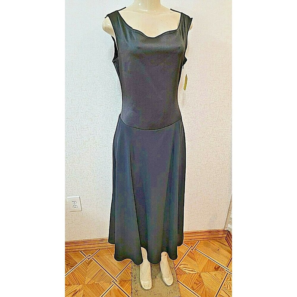LAUNDRY BY SHELLI SEGAL  WOMEN'S BLACK  LONG COCKTAIL  DRESS SIZE 10 # 354B